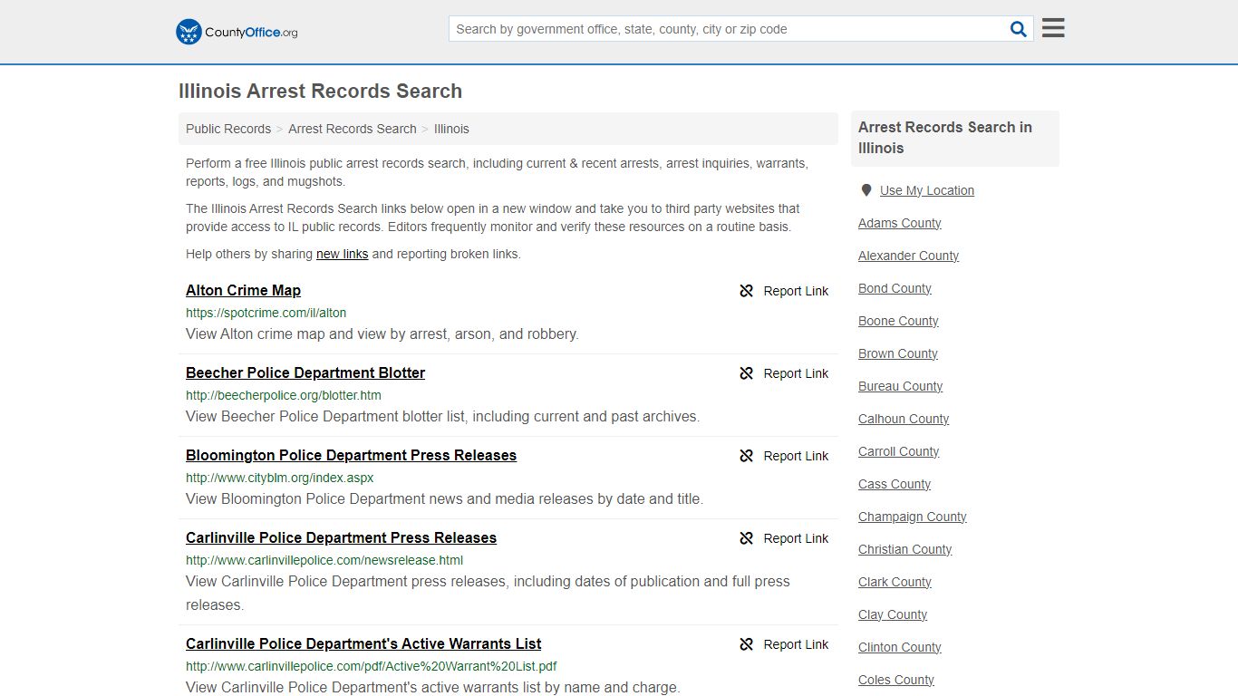 Arrest Records Search - Illinois (Arrests & Mugshots) - County Office